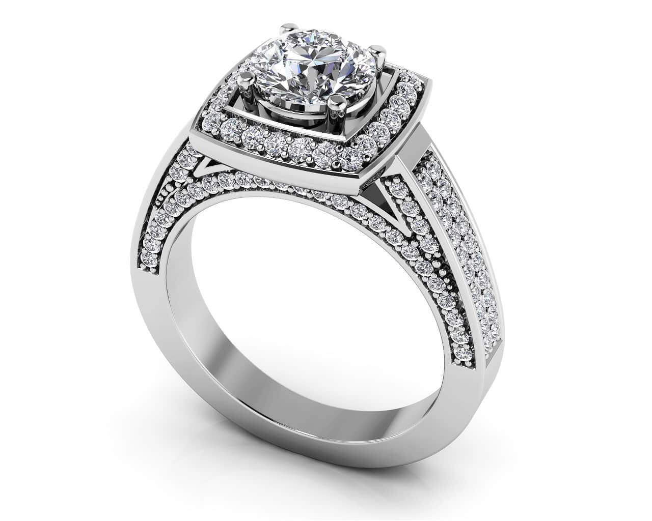 Legacy Diamond Frame Vintage Style Engagement Ring Diamond  with 1.19 ct. (0.50 ct. center diamond)