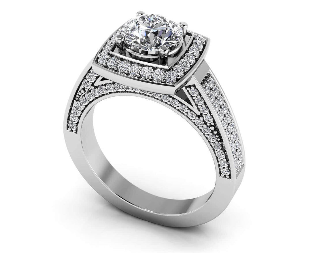 Legacy Diamond Frame Vintage Style Engagement Ring Diamond  with 1.97 ct. (1.25 ct. center diamond)