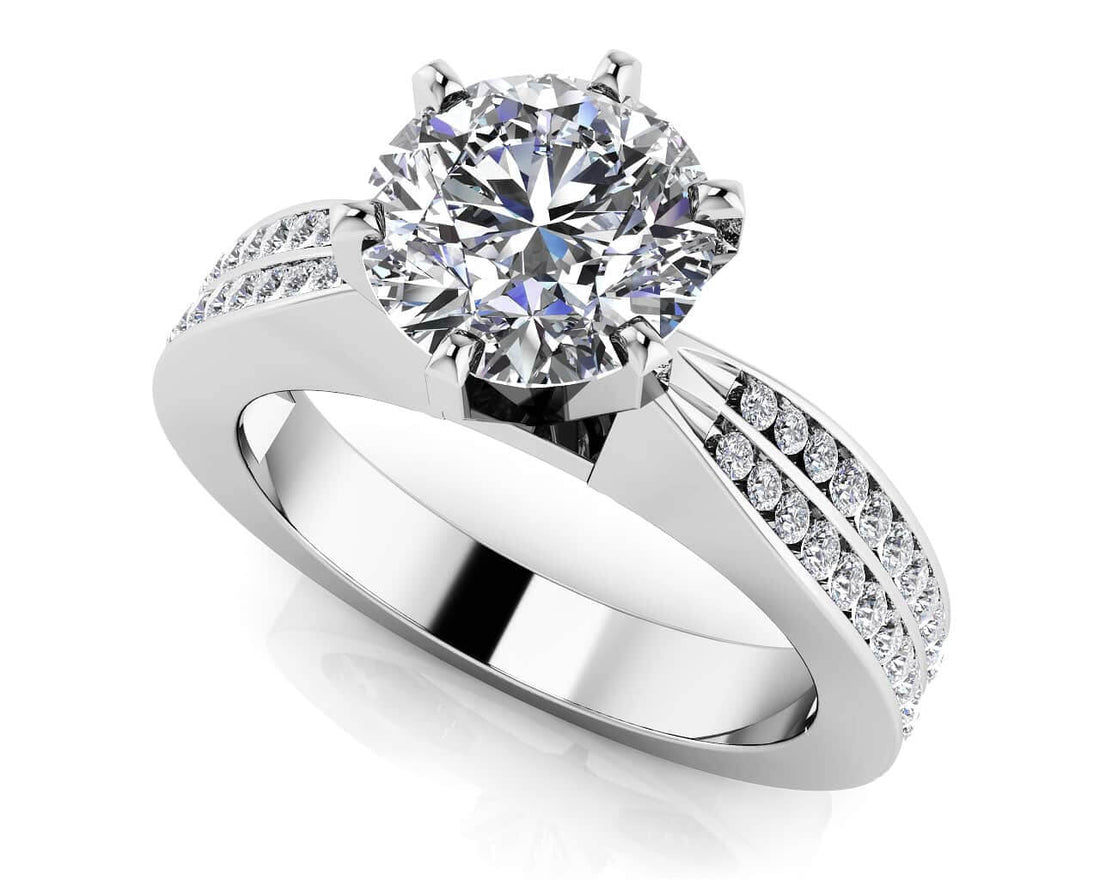 Elegant Six Prong Diamond Engagement Ring Diamond  with 1.98 ct. (1.50 ct. center diamond)