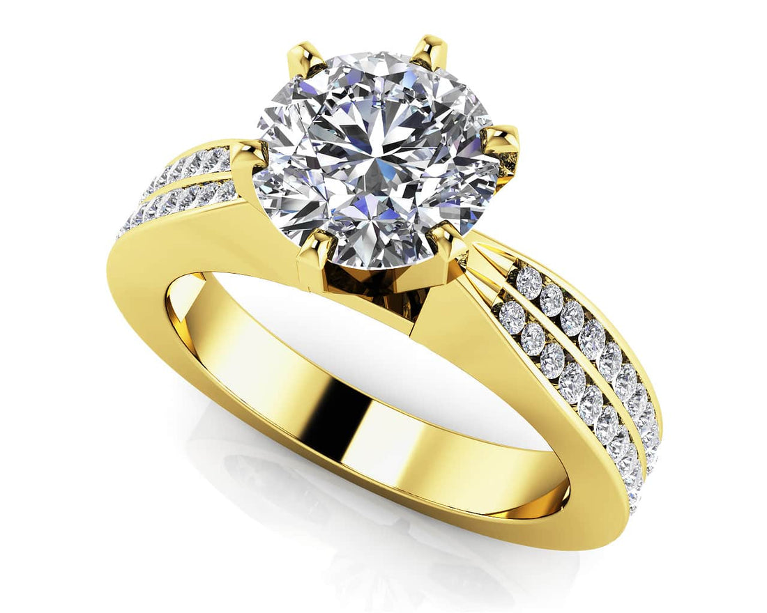 Elegant Six Prong Diamond Engagement Ring Lab-Grown Diamond  with 0.98 ct. (0.50 ct. center diamond)