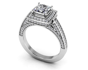 Splendid Princess Cut Engagement Ring Lab-Grown Diamond  with 1.18 ct. (0.50 ct. center diamond)