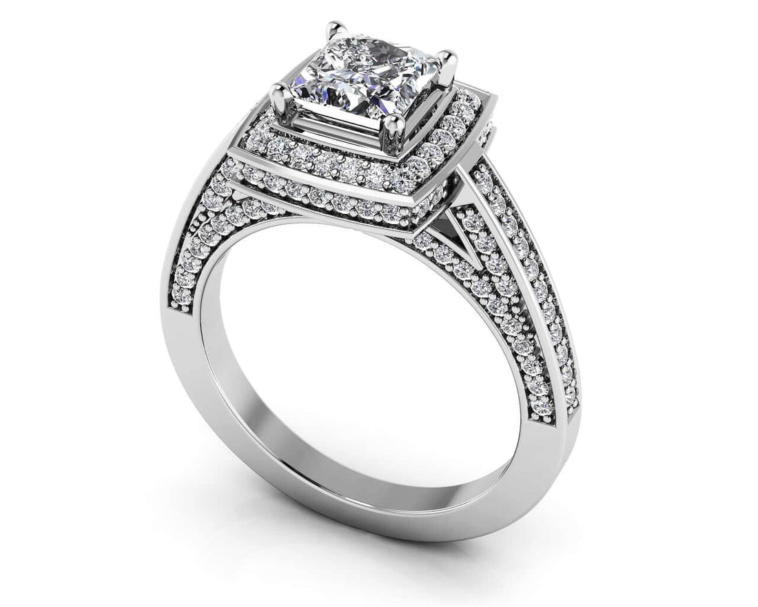 Splendid Princess Cut Engagement Ring Diamond  with 1.67 ct. (1.00 ct. center diamond)