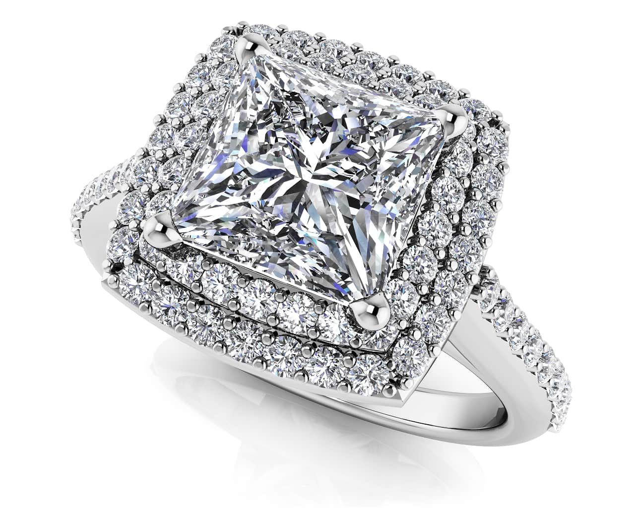 Princess Diamond Double Square Frame Ring Lab-Grown Diamond  with 1.40 ct. (1.00 ct. center diamond)