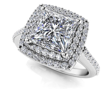 Princess Diamond Double Square Frame Ring Diamond  with 1.15 ct. (0.70 ct. center diamond)