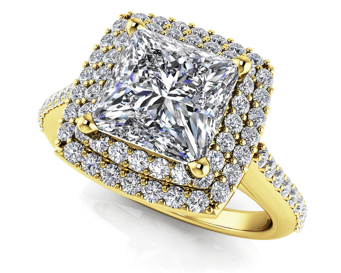 Princess Diamond Double Square Frame Ring Lab-Grown Diamond  with 0.88 ct. (0.50 ct. center diamond)