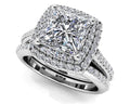 Round And Princess Cut Diamond Frame Bridal Set Diamond  with 1.34 ct. (0.70 ct. center diamond)