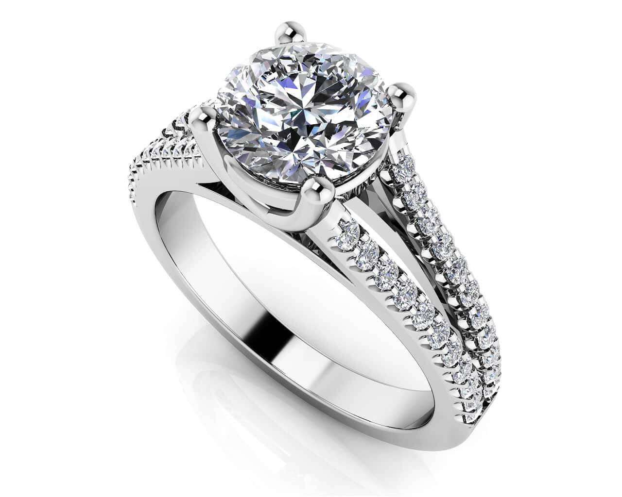 Diamond Lined Split Shank Engagement Ring Lab-Grown Diamond  with 0.81 ct. (0.50 ct. center diamond)