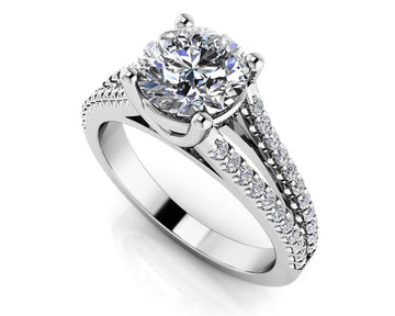 Diamond Lined Split Shank Engagement Ring Lab-Grown Diamond  with 0.81 ct. (0.50 ct. center diamond)