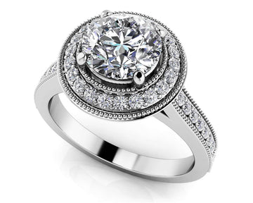 Vintage Luxe Diamond Engagement Ring Lab-Grown Diamond  with 1.56 ct. (1.25 ct. center diamond)