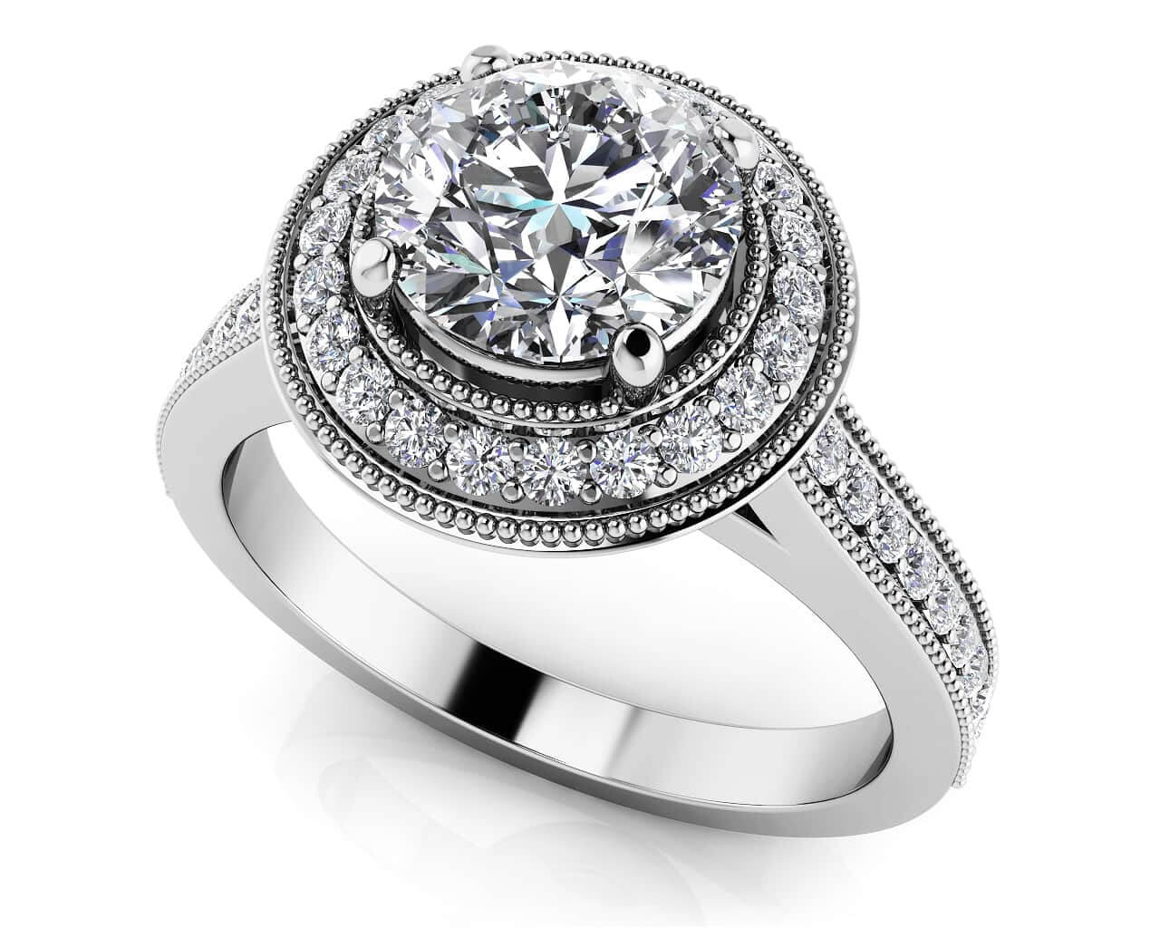 Vintage Luxe Diamond Engagement Ring Lab-Grown Diamond  with 1.81 ct. (1.50 ct. center diamond)