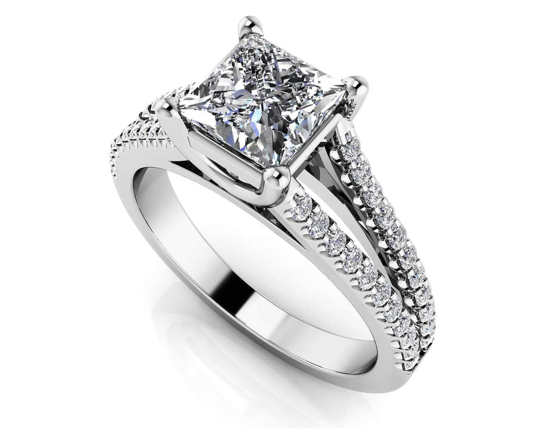 Split Shank Princess Cut Engagement Ring Lab-Grown Diamond  with 0.84 ct. (0.50 ct. center diamond)