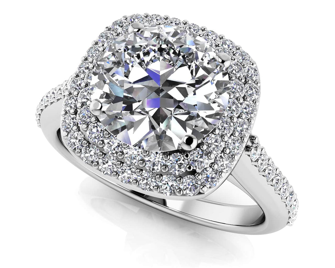 Round Halo Diamond Engagement Ring Lab-Grown Diamond  with 1.39 ct. (1.00 ct. center diamond)