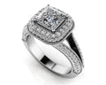 Exquisite Double Halo Engagement Ring Lab-Grown Diamond  with 2.74 ct. (2.00 ct. center diamond)