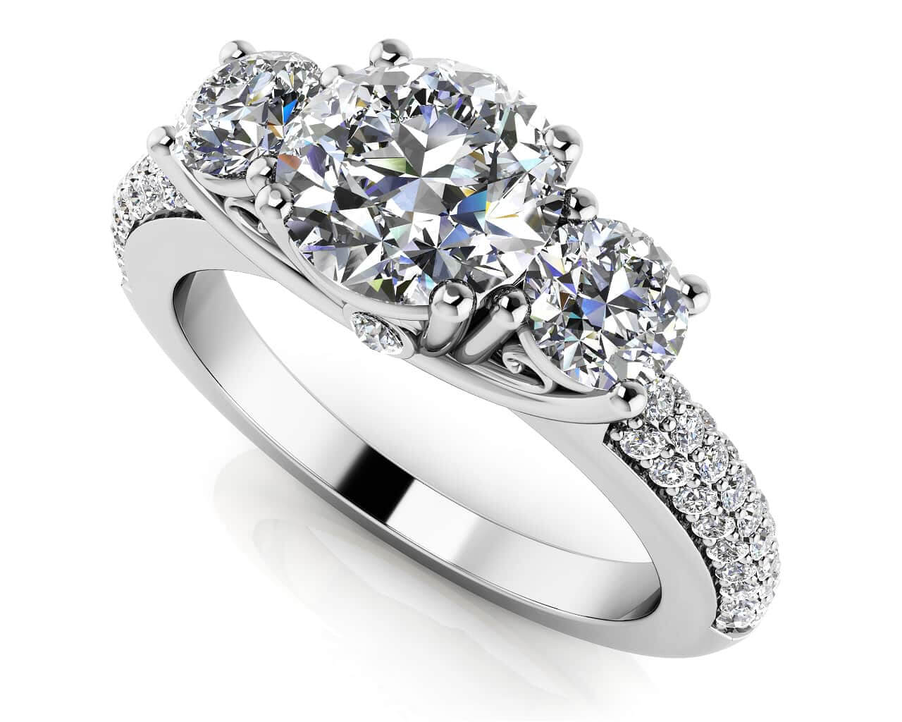 Breathtaking Scroll Diamond Engagement Ring Lab-Grown Diamond  with 1.11 ct. (0.50 ct. center diamond)