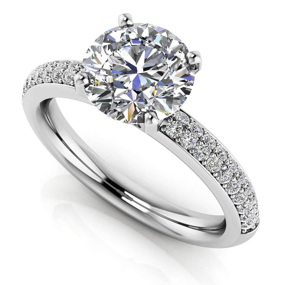 Dazzling Two Row Diamond Engagement Ring Lab-Grown Diamond  with 1.82 ct. (1.50 ct. center diamond)