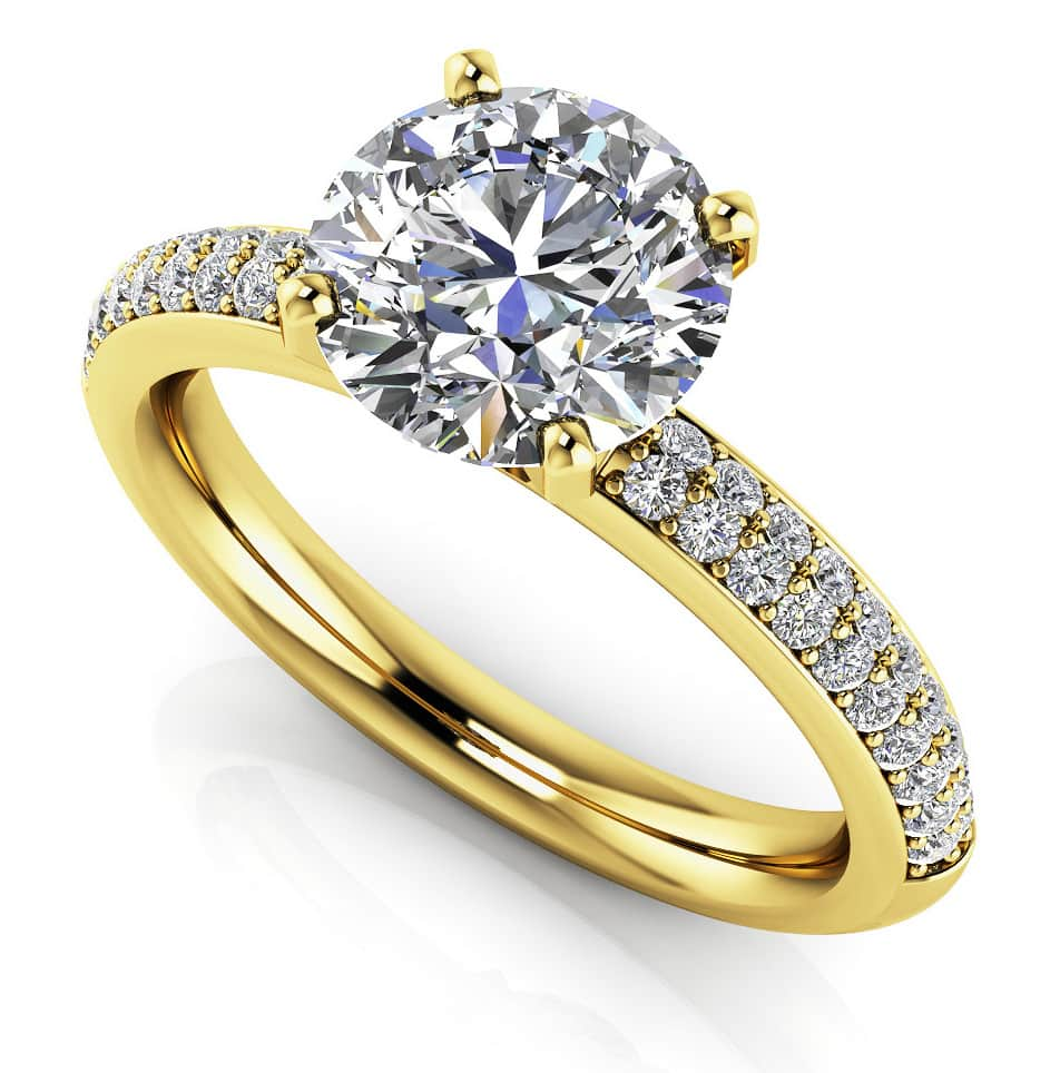 Dazzling Two Row Diamond Engagement Ring Diamond  with 0.82 ct. (0.50 ct. center diamond)