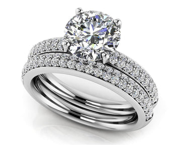 Dazzling Four Row Diamond Engagement Ring Set Diamond  with 2.20 ct. (1.50 ct. center diamond)