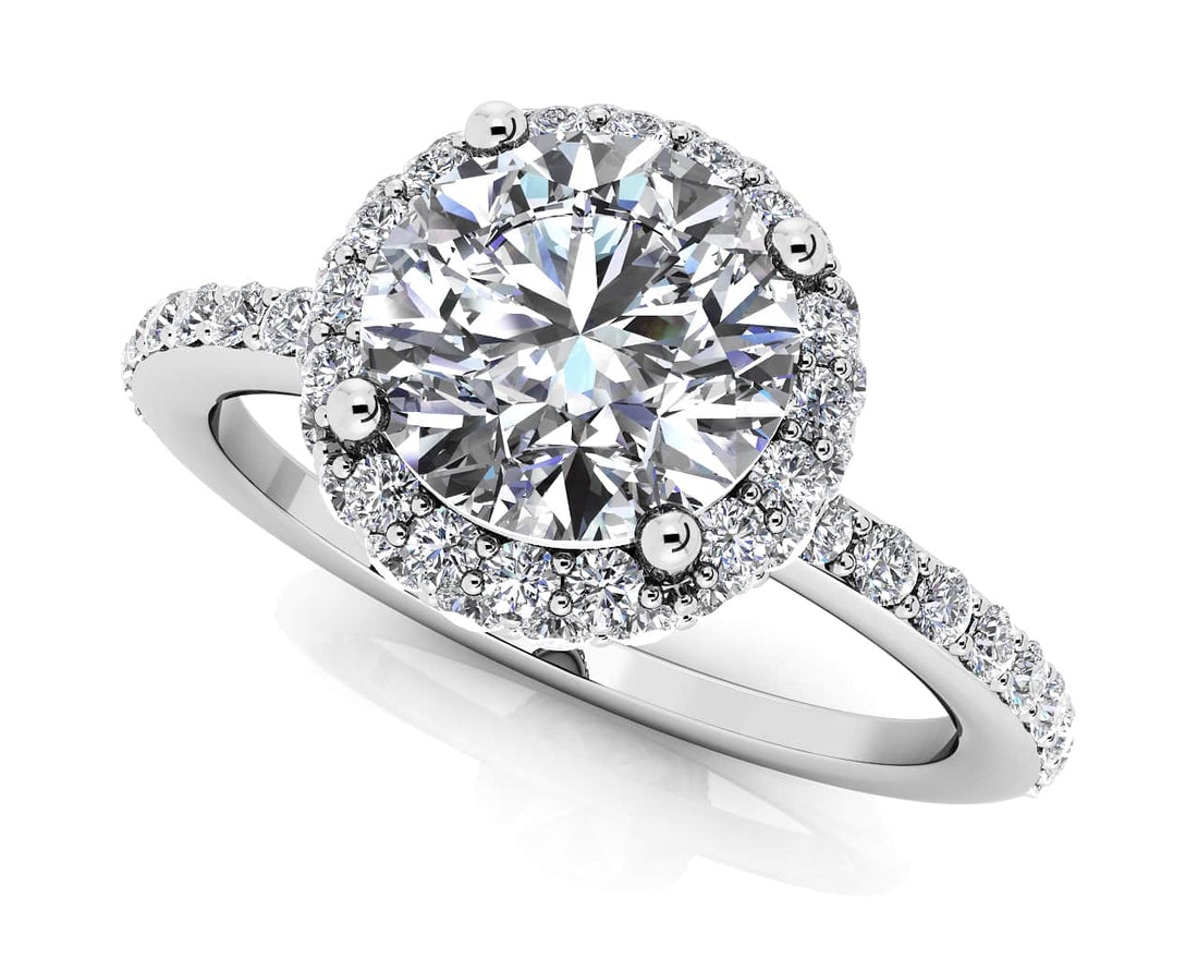 Enchanting Halo Diamond Engagement Wedding Ring Lab-Grown Diamond  with 0.65 ct. (0.25 ct. center diamond)