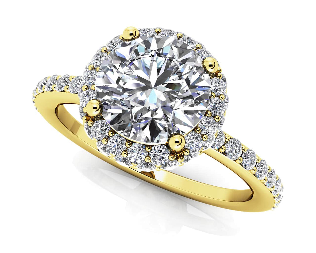 Enchanting Halo Diamond Engagement Wedding Ring Lab-Grown Diamond  with 0.65 ct. (0.25 ct. center diamond)