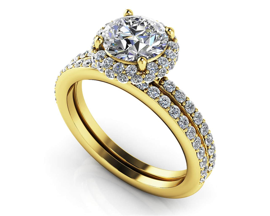 Enchanting Halo Diamond Engagement Set Diamond  with 1.97 ct. (1.25 ct. center diamond)