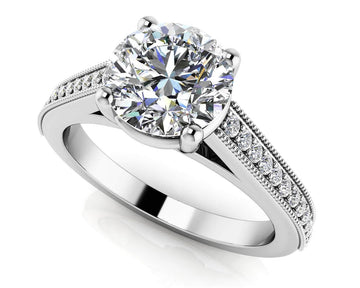 Milgrain Detailed Diamond Engagement Ring Lab-Grown Diamond  with 0.67 ct. (0.50 ct. center diamond)