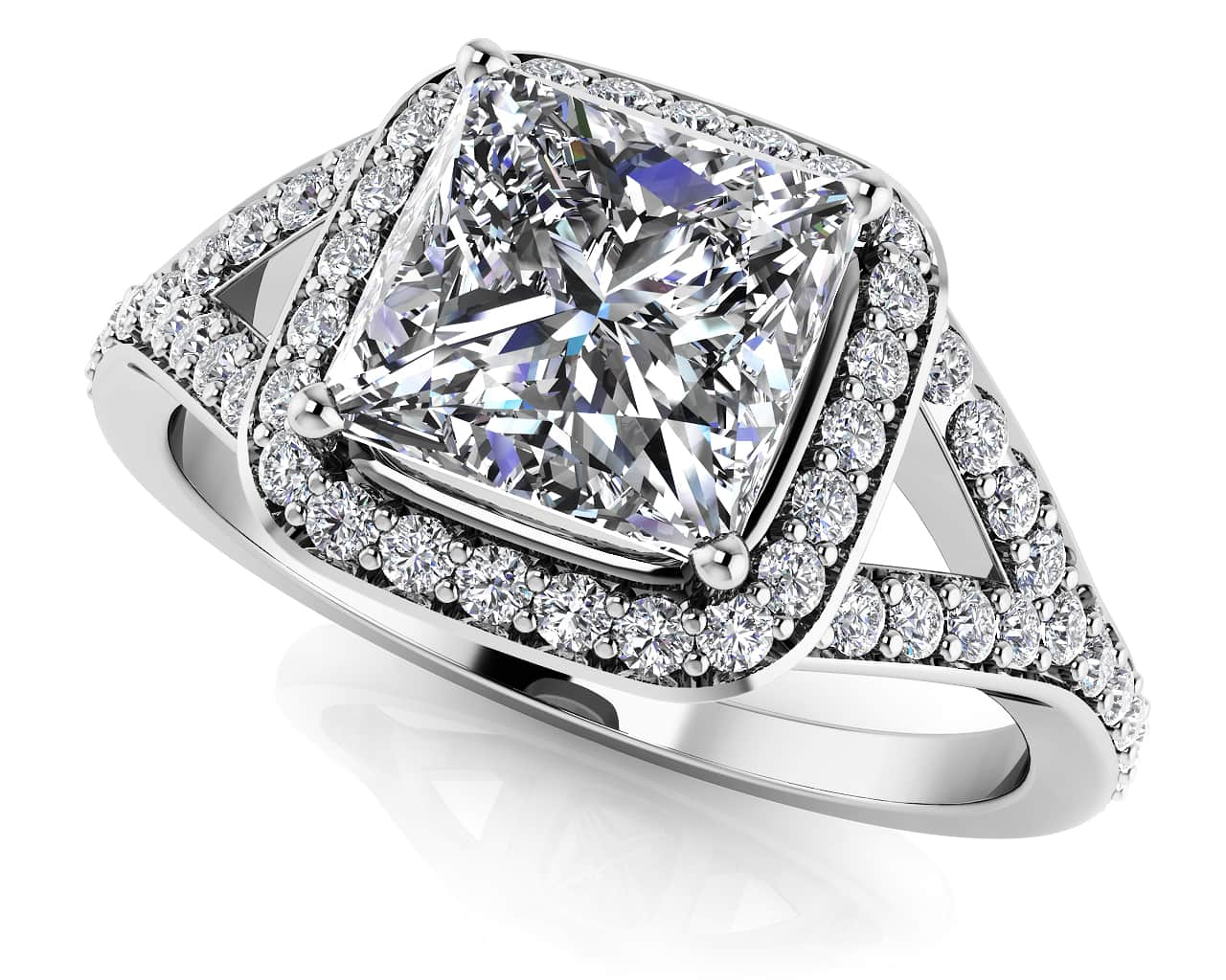 Captivating Diamond Square Frame Engagement Ring Lab-Grown Diamond  with 0.75 ct. (0.50 ct. center diamond)