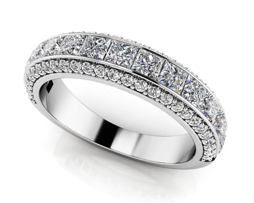 Channel Set Princess And Round Anniversary Ring Diamond  with 2.23 ct.(finished) 1.4mm, 3.0mm