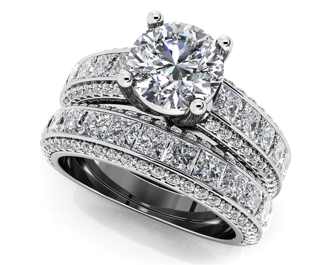 Diamond Deluxe Matching Wedding Set Diamond  with 3.85 ct. (1.25 ct. center diamond)