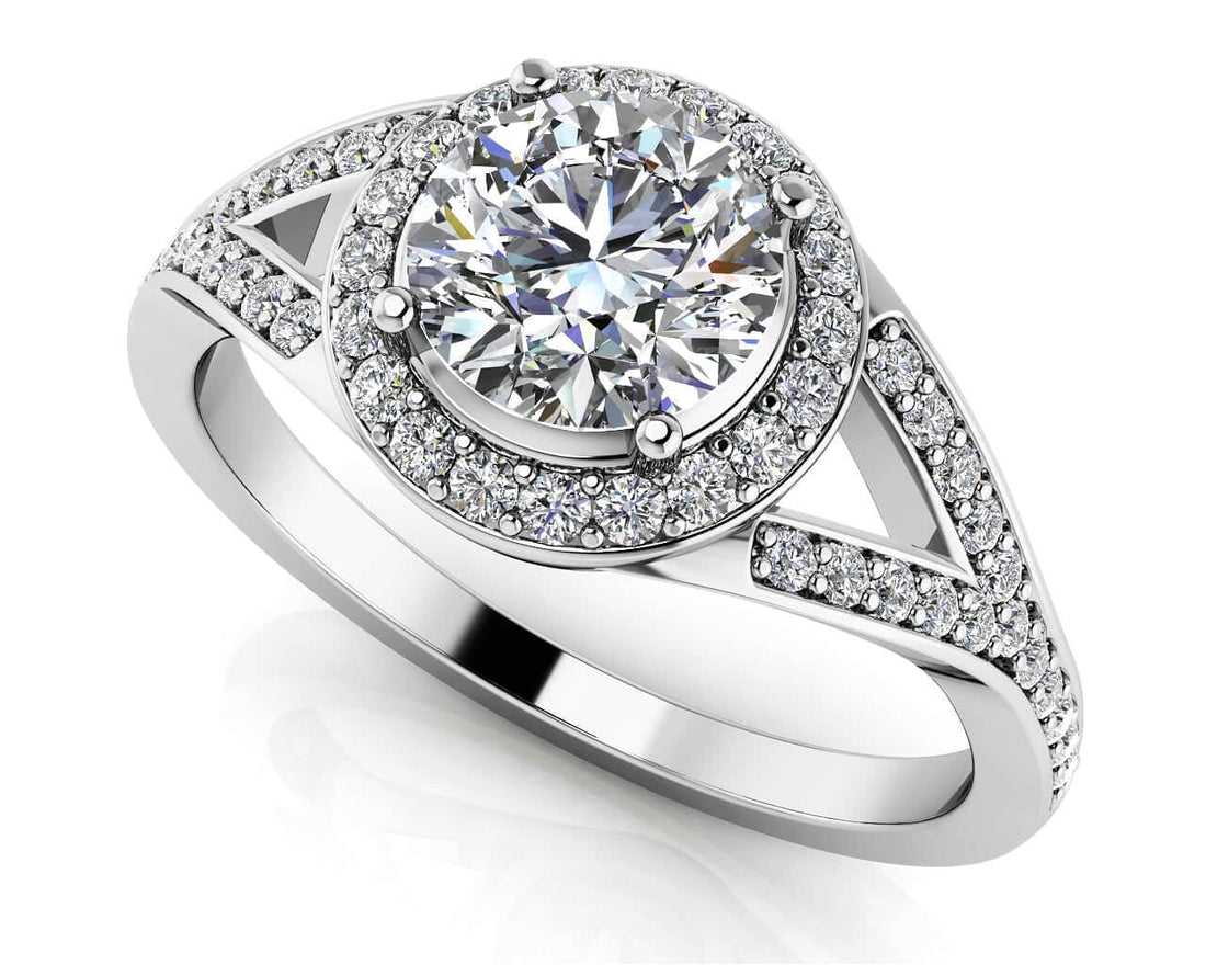 Brilliant Round Halo Engagement Ring Lab-Grown Diamond  with 0.75 ct. (0.50 ct. center diamond)