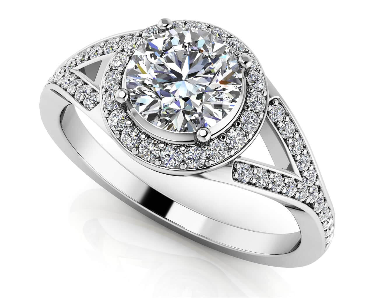 Brilliant Round Halo Engagement Ring Diamond  with 0.75 ct. (0.50 ct. center diamond)