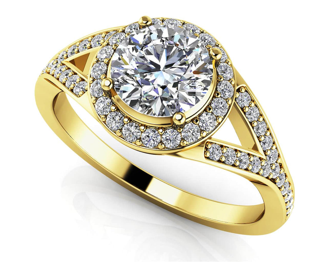 Brilliant Round Halo Engagement Ring Lab-Grown Diamond  with 1.55 ct. (1.25 ct. center diamond)