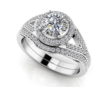 Brilliant Round Halo Bridal Set Diamond  with 2.48 ct. (2.00 ct. center diamond)