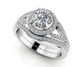 Brilliant Round Halo Bridal Set Diamond  with 0.90 ct. (0.50 ct. center diamond)