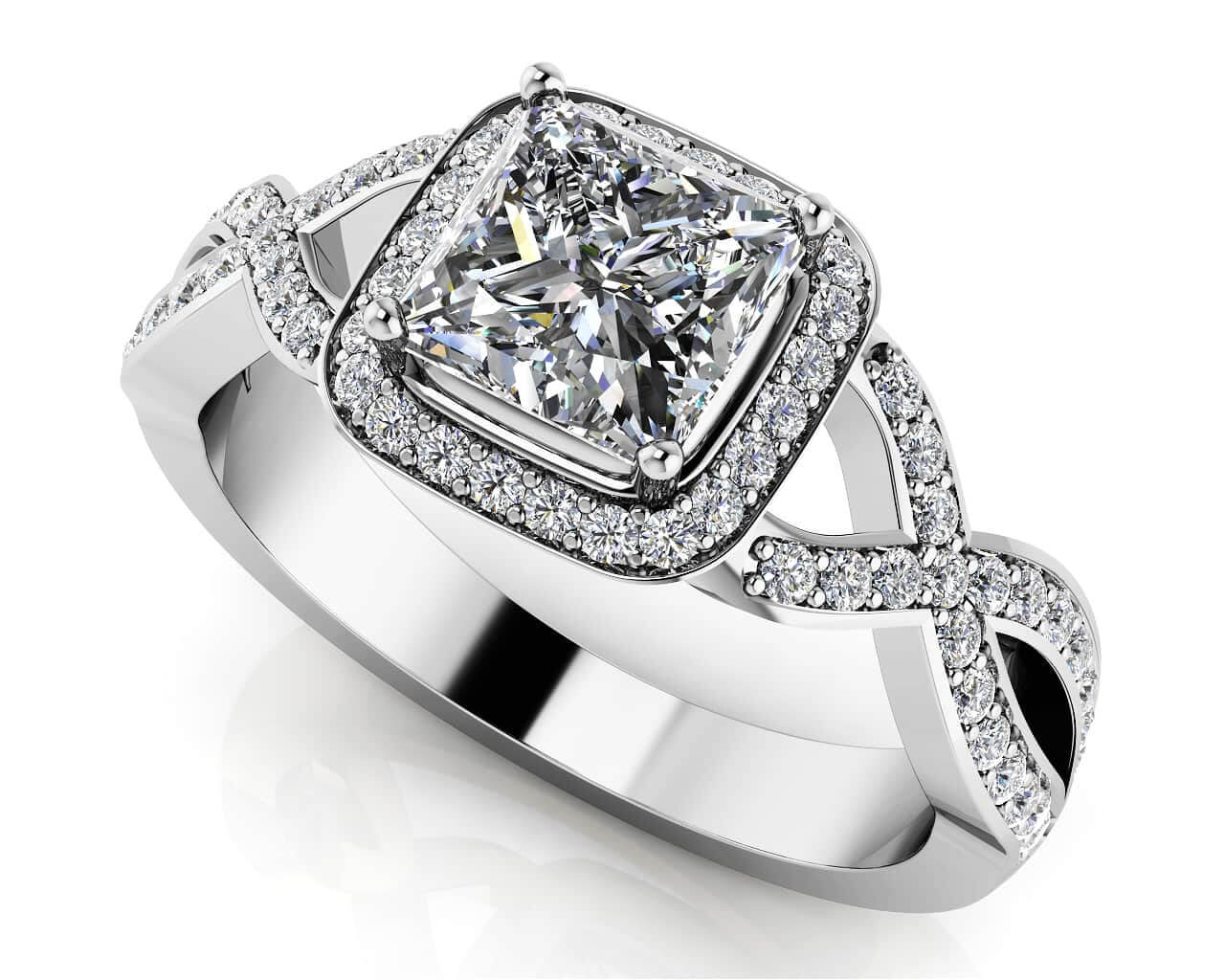 Woven Band Princess Diamond Engagement Ring Lab-Grown Diamond  with 0.80 ct. (0.50 ct. center diamond)