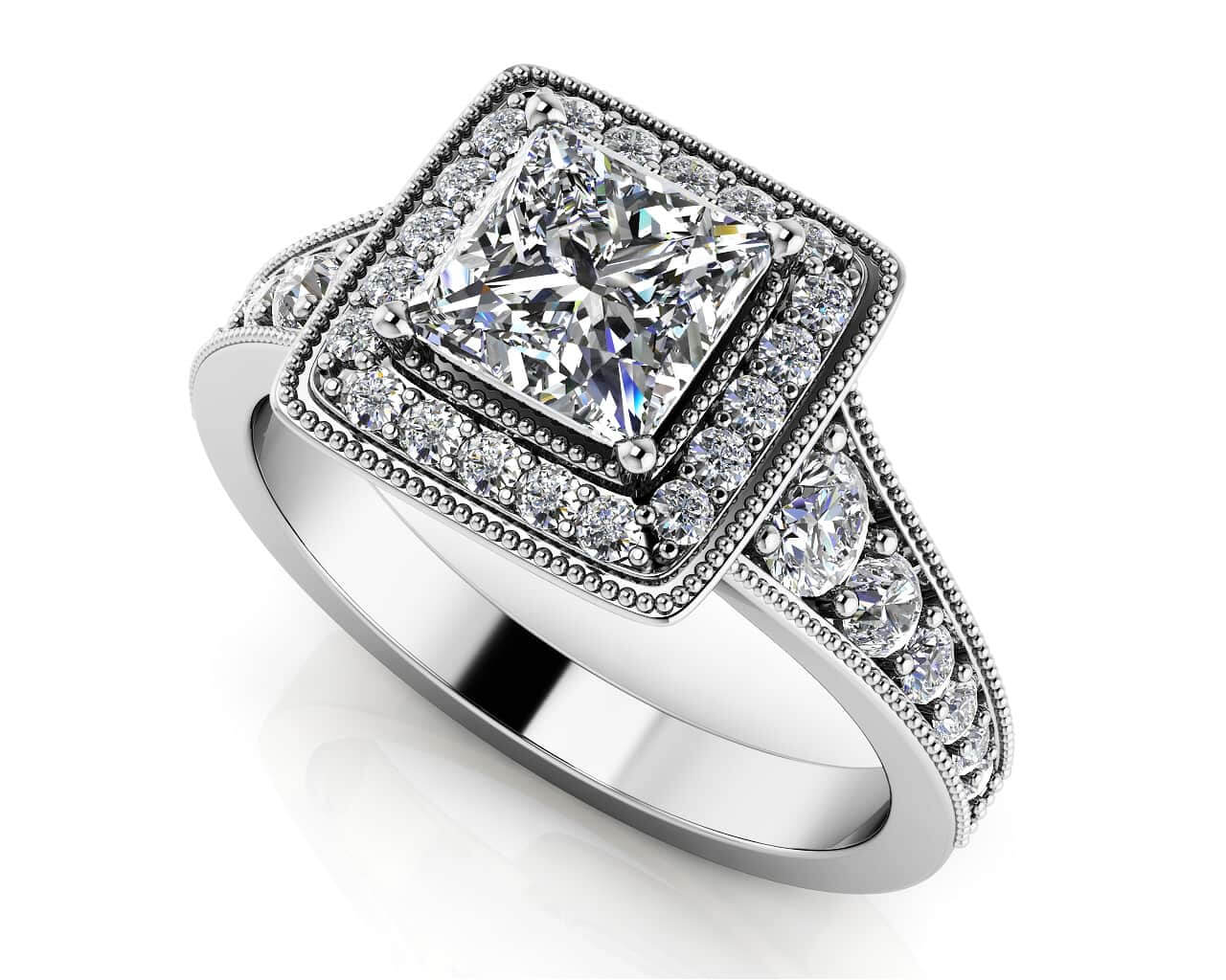 Charming Princess Engagement Ring Diamond  with 2.10 ct. (1.50 ct. center diamond)