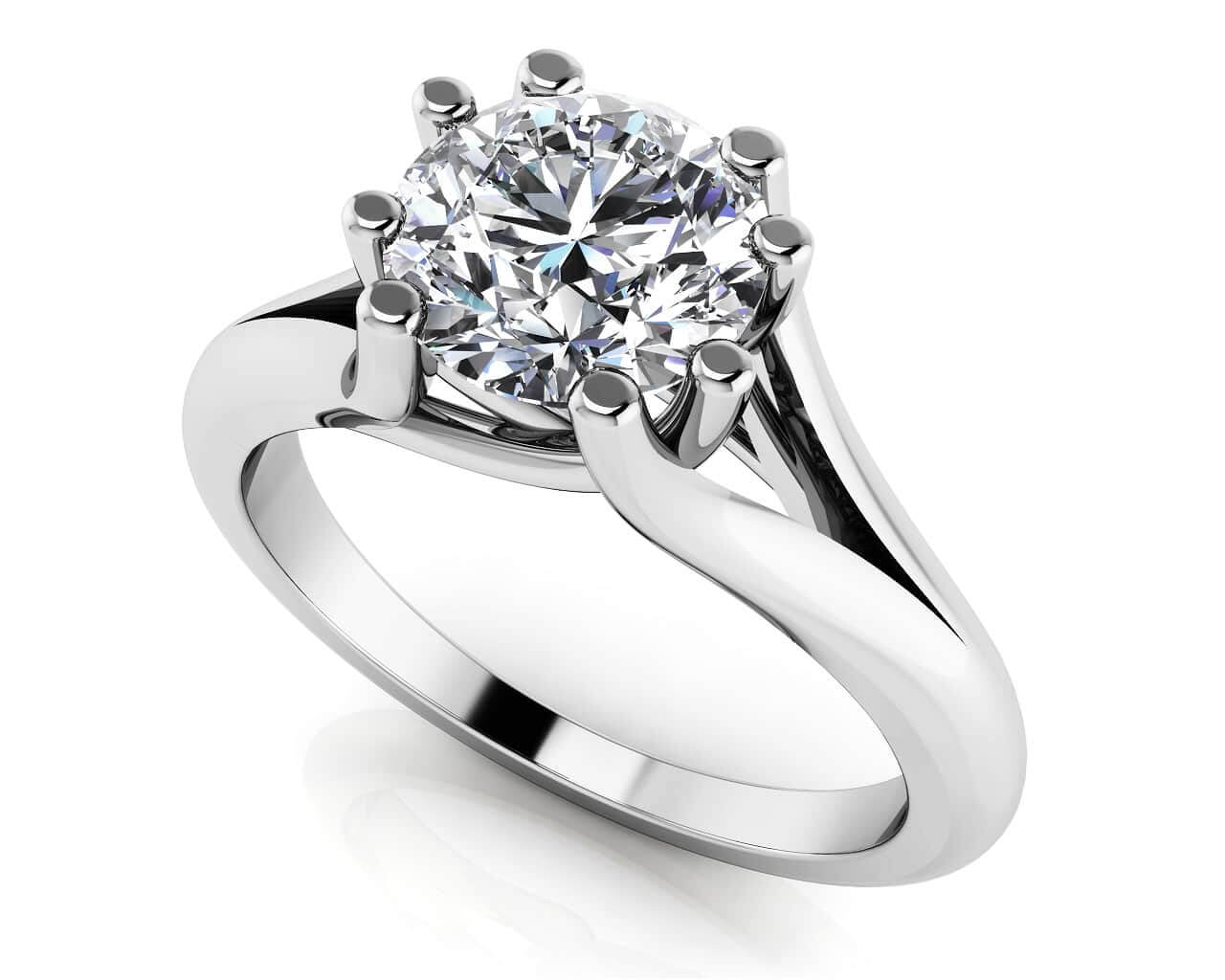 Round Brilliant Cut Eight Prongs Solitaire Engagement Ring Lab-Grown Diamond  with 0.50 ct.(finished) 5mm