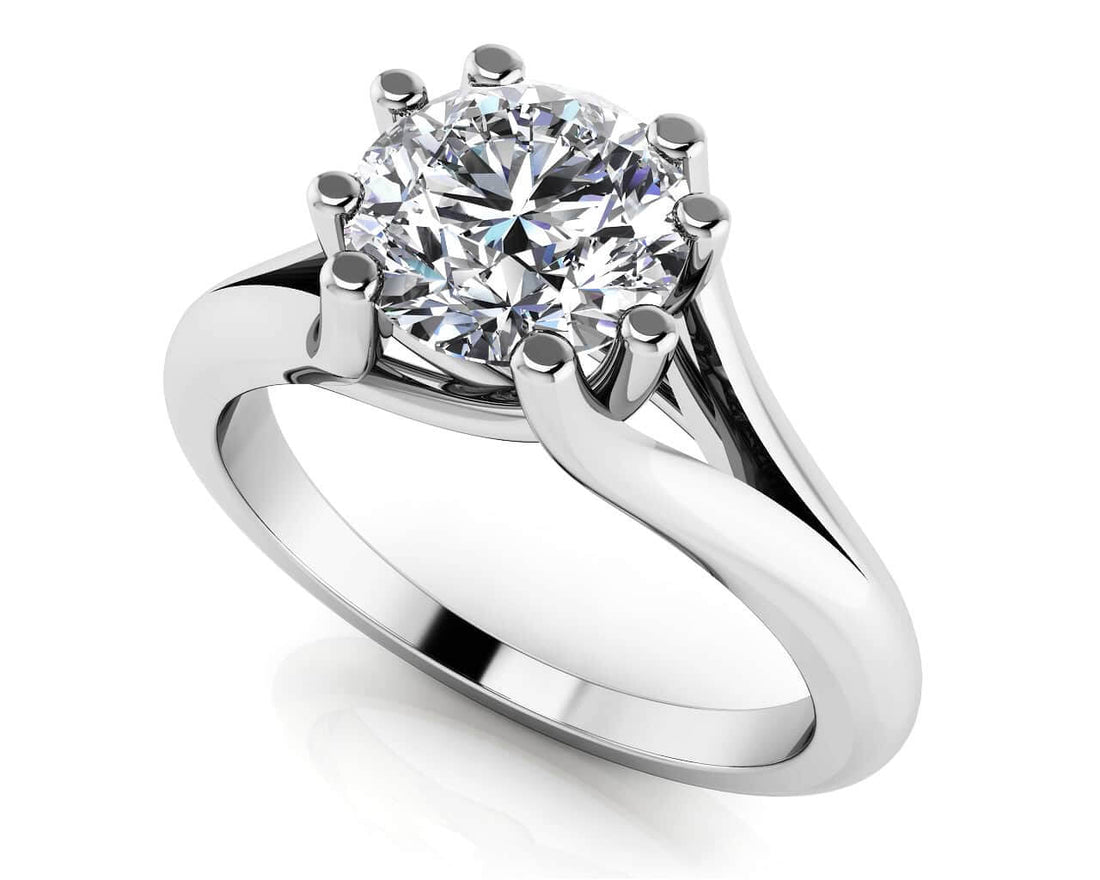 Round Brilliant Cut Eight Prongs Solitaire Engagement Ring Diamond  with 1.50 ct.(finished) 7.4mm