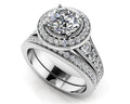 Glamorous Round Cut Halo Bridal Set Diamond  with 1.27 ct. (0.50 ct. center diamond)