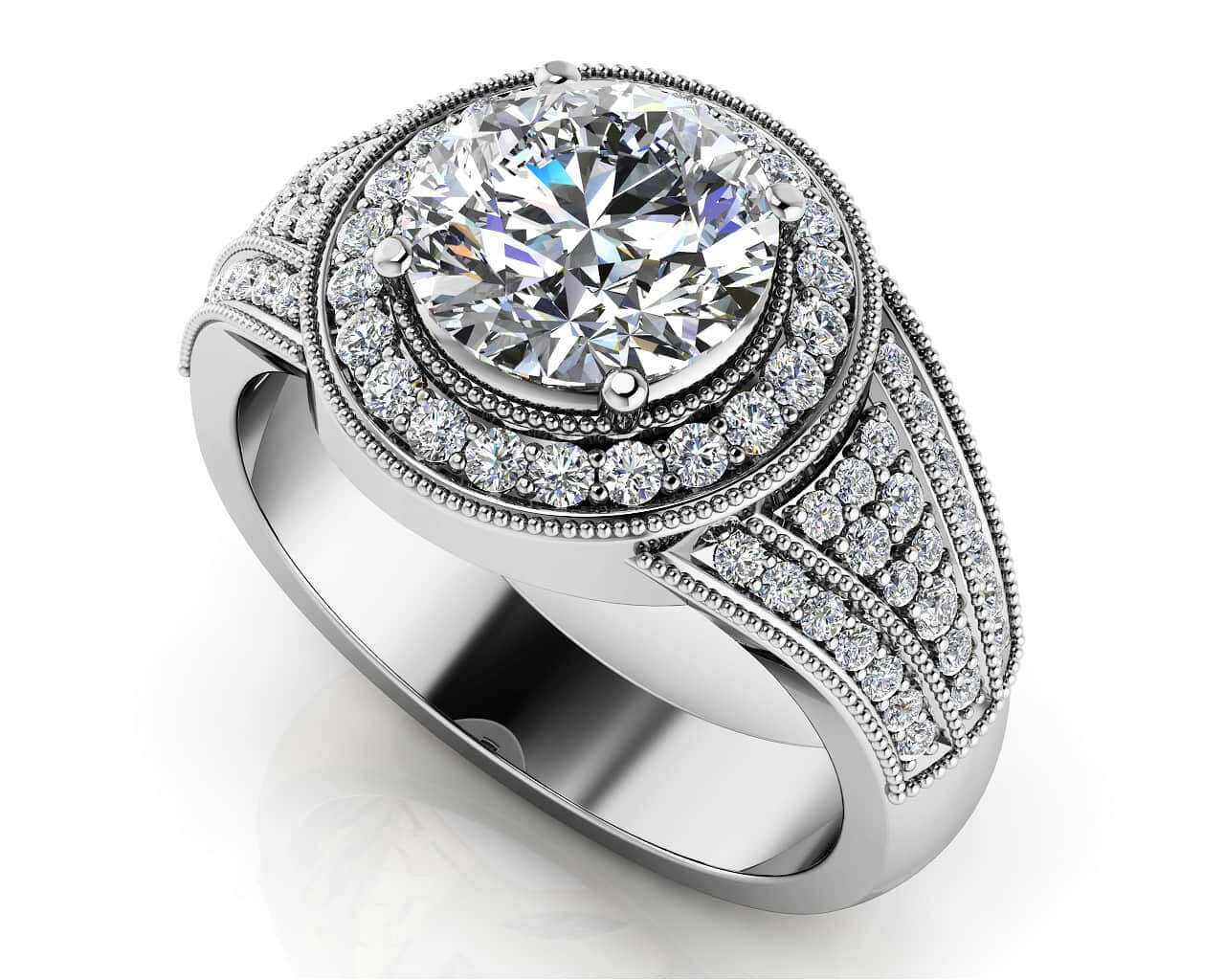 Cascading Diamond Engagement Ring Lab-Grown Diamond  with 1.75 ct. (1.00 ct. center diamond)