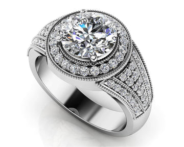 Cascading Diamond Engagement Ring Lab-Grown Diamond  with 2.50 ct. (2.00 ct. center diamond)