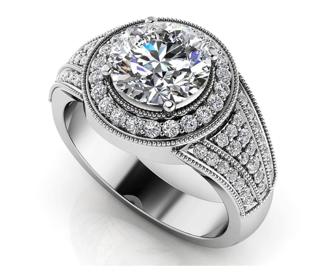 Cascading Diamond Engagement Ring Diamond  with 2.50 ct. (2.00 ct. center diamond)