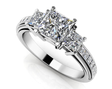 Dazzling Princess Diamond Engagement Ring Lab-Grown Diamond  with 1.23 ct. (0.50 ct. center diamond)