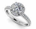 Double Row Diamond Halo Engagement Ring Lab-Grown Diamond  with 1.61 ct. (1.00 ct. center diamond)