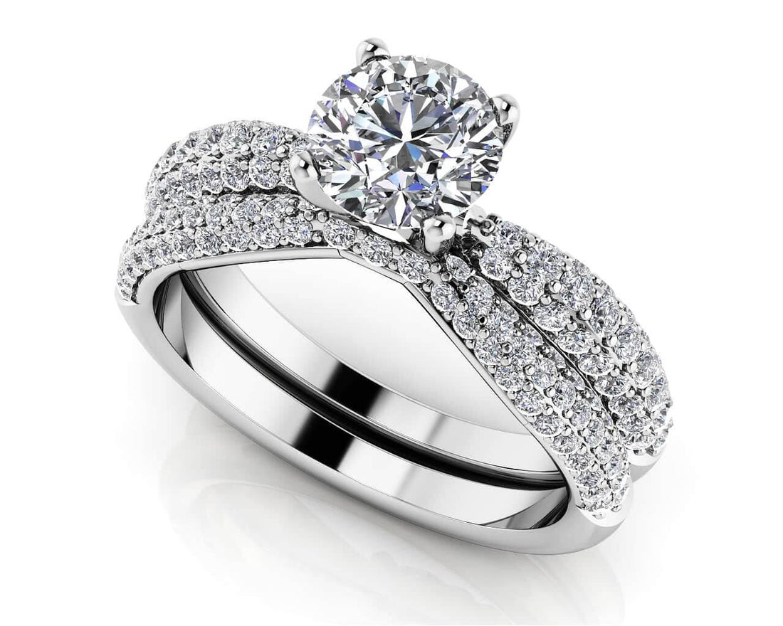 Brilliant Diamond Bridal Ring Set Lab-Grown Diamond  with 1.33 ct. (0.50 ct. center diamond)