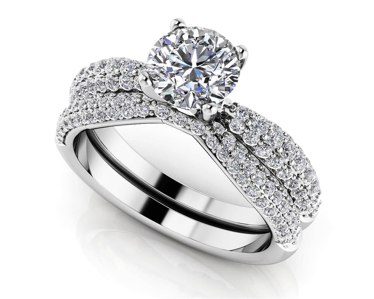 Brilliant Diamond Bridal Ring Set Diamond  with 1.33 ct. (0.50 ct. center diamond)