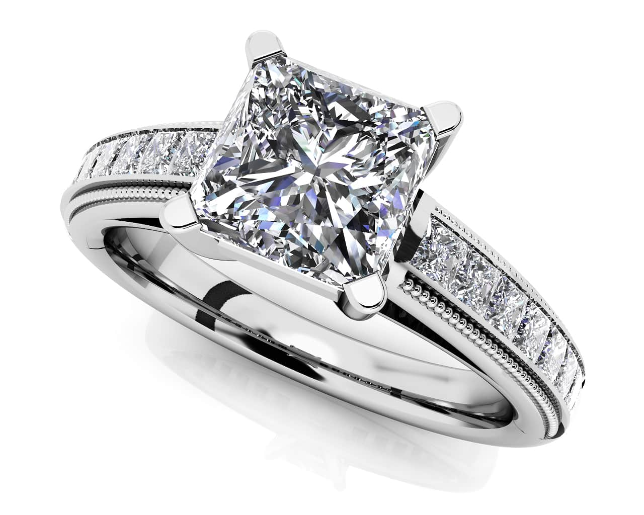 Princess Bride Engagement Ring Diamond  with 1.42 ct. (1.00 ct. center diamond)