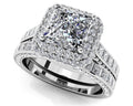 Glamorous Double Halo Princess Cut Bridal Set Diamond  with 3.02 ct. (1.00 ct. center diamond)