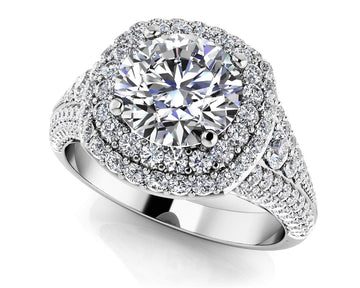 Deluxe Double Halo Diamond Engagement Ring Lab-Grown Diamond  with 1.97 ct. (1.00 ct. center diamond)