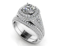 Deluxe Double Halo Diamond Bridal Set Diamond  with 3.36 ct. (2.00 ct. center diamond)