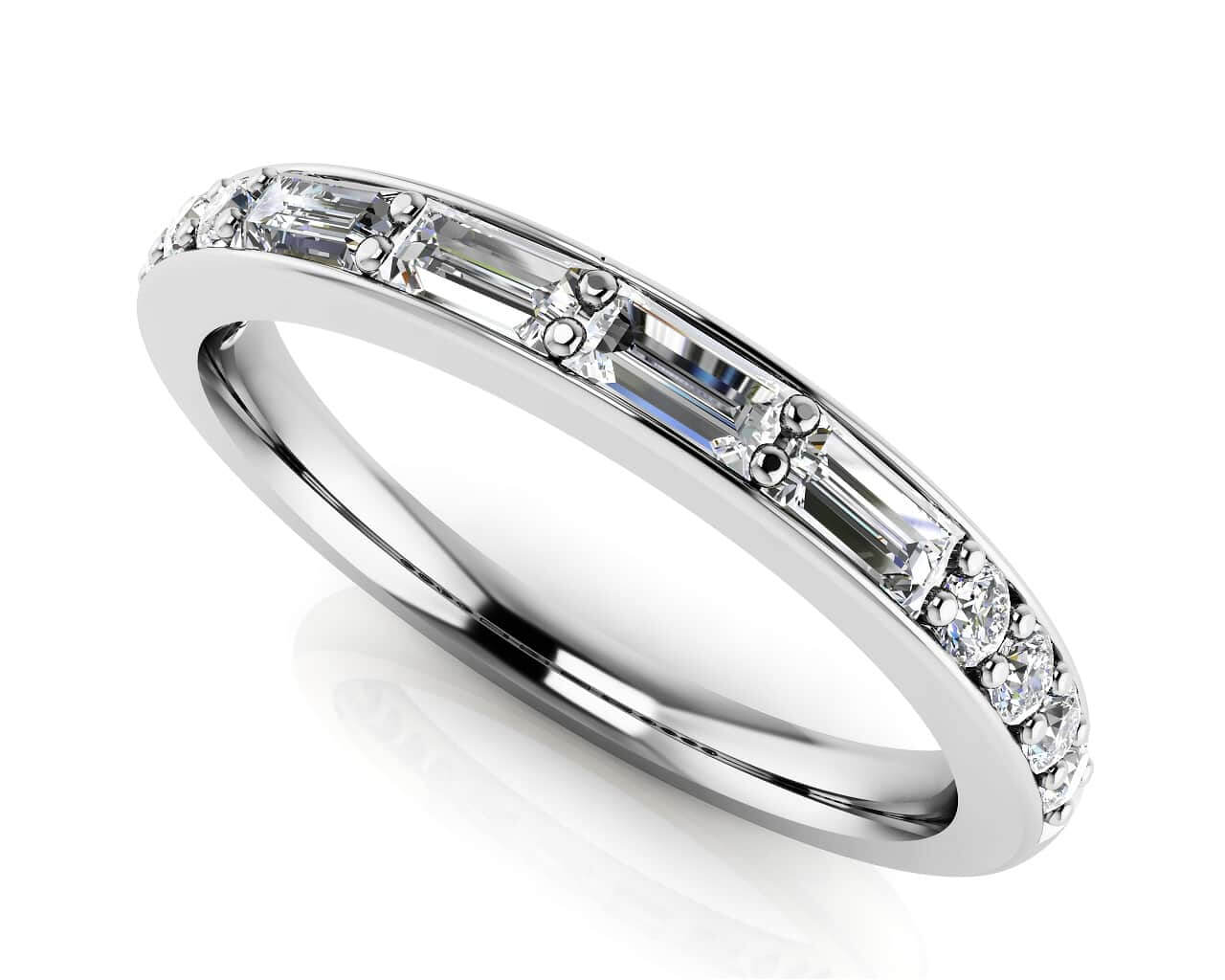 Alluring Baguette And Round Diamond Anniversary Band Diamond  with 0.46 ct.(finished) 3.2x1.5mm, 1.7mm